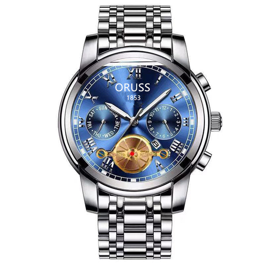 Automatic Movement Luminous Movement Waterproof Quartz Watch Round Pointer Glass Calendar Domestic Mechanical Watch Men's