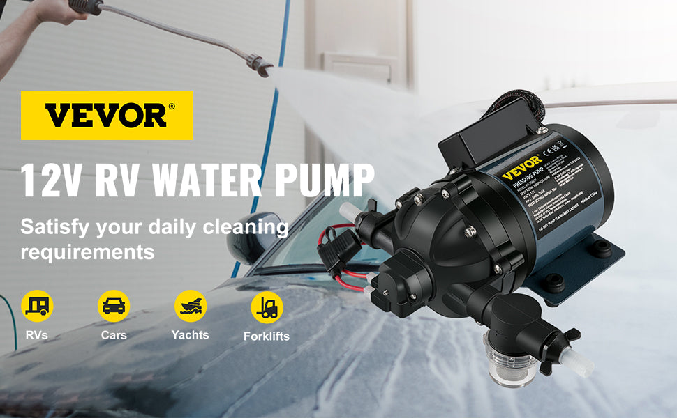 VEVOR Washdown Pump 12V RV Water Pump 7 GPM 60 PSI Max. 10 FT Lift Self Priming for Marine Deck, Yacht, Caravan Motorhome Boat