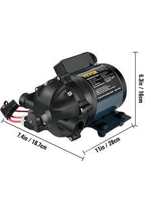 VEVOR Washdown Pump 12V RV Water Pump 7 GPM 60 PSI Max. 10 FT Lift Self Priming for Marine Deck, Yacht, Caravan Motorhome Boat